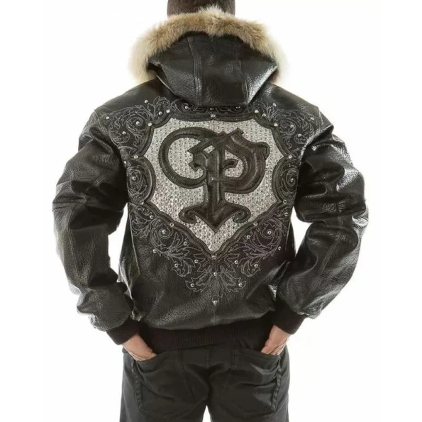 Pelle Pelle Black Crest Fur Hood Jacket | Leather Jacket view 2