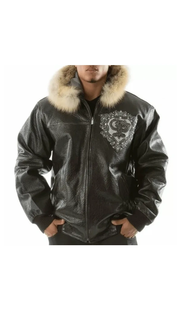 Pelle Pelle Black Crest Fur Hood Jacket | Leather Jacket