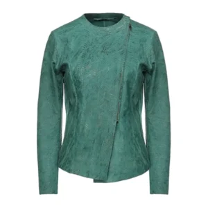 PELLE PELLE STUDDED GREEN LEATHER JACKET
