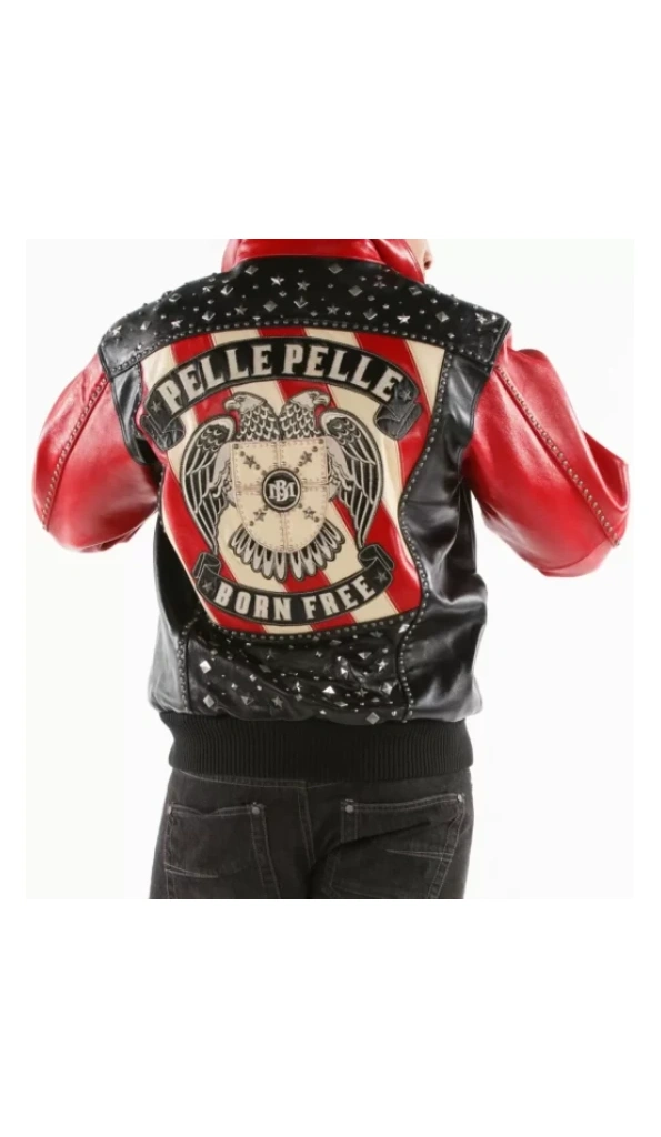Pelle Pelle Black Born Free Studded Eagle Jacket