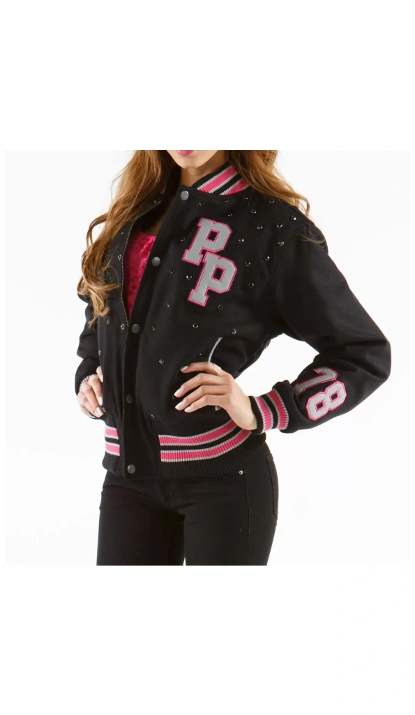 PELLE PELLE STUDDED BLACK VARSITY JACKET