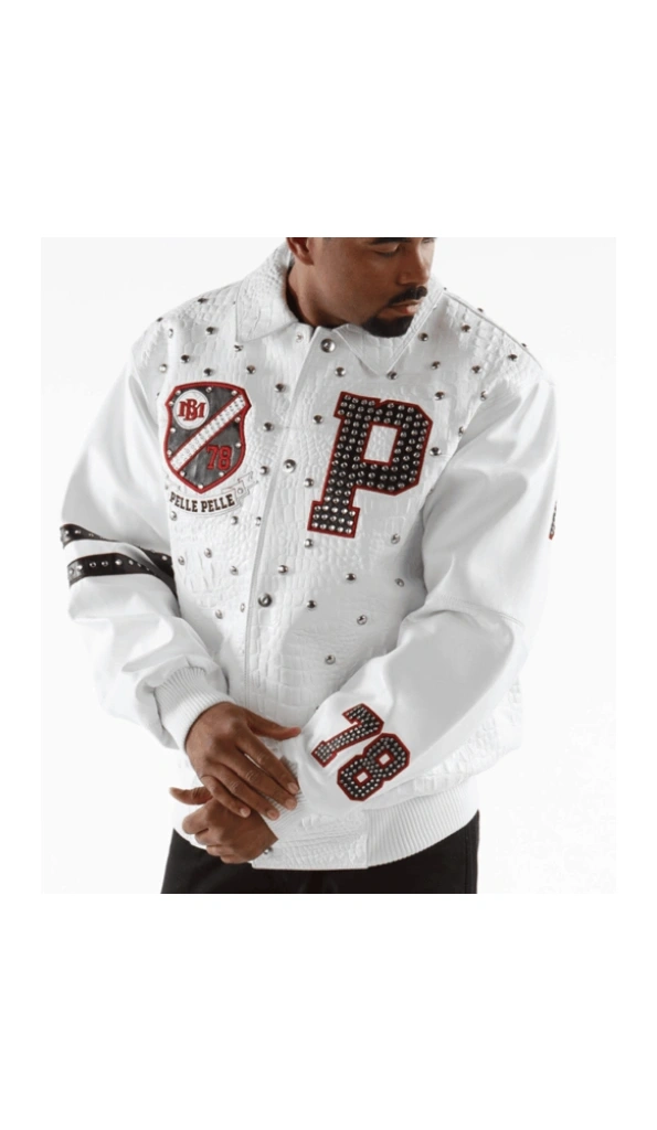 Pelle Pelle Men White Studded Jacket | Leather Jacket