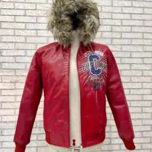 AUTHENTIC PELLE PELLE CHITOWN FUR HOODED RED LEATHER JACKET view 3