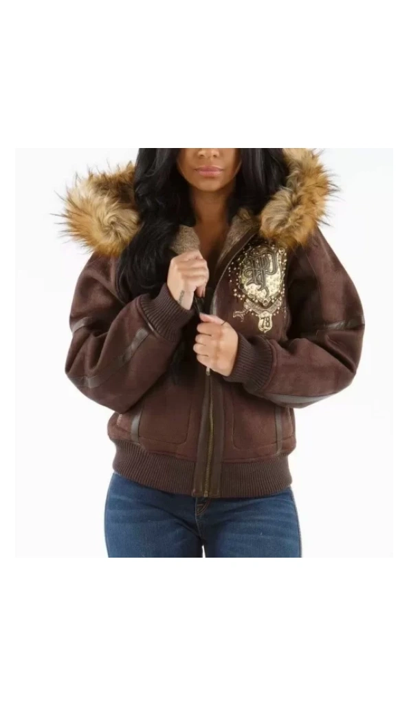 Pelle Pelle Brown Women MB Wool Jacket | Fur Hood Jacket