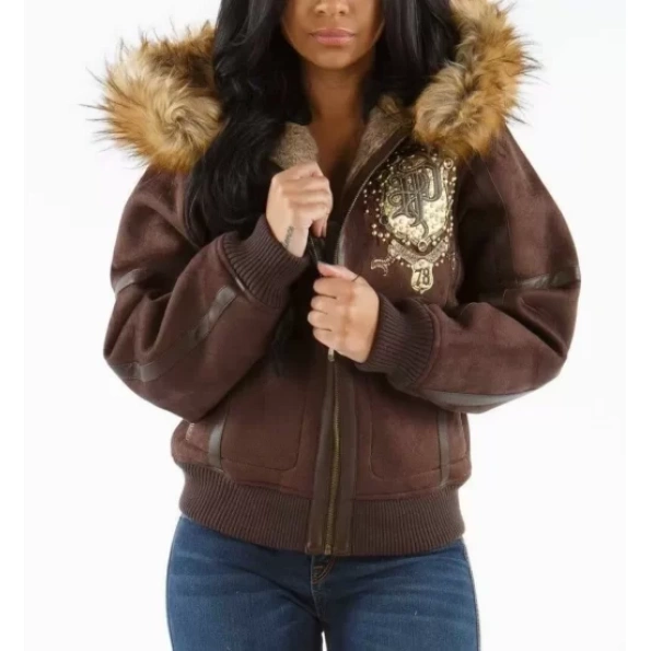 Pelle Pelle Brown Women MB Wool Jacket | Fur Hood Jacket
