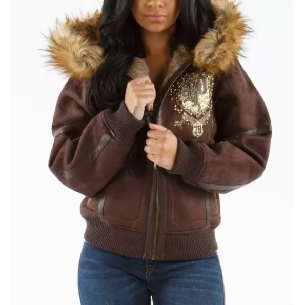 PELLE PELLE BROWN 1978 FUR HOODIE JACKET