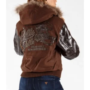 PELLE PELLE BROWN FUR HOODIE WOOL JACKET view 2
