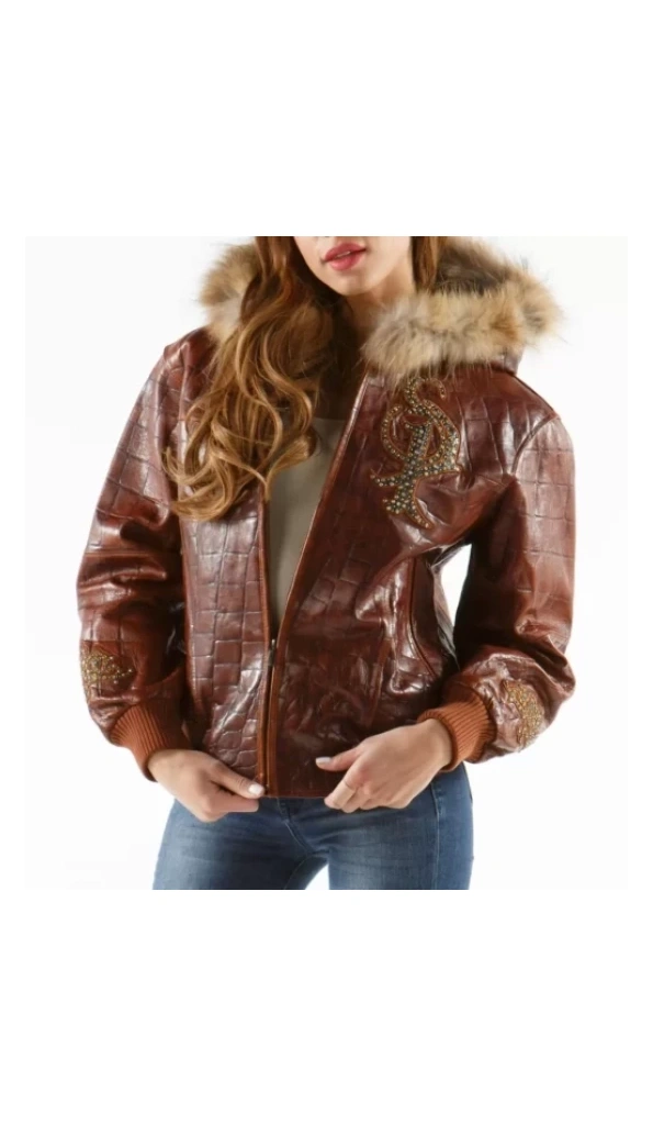 Pelle Pelle Women Fur Hood Leather Jacket | Brown Jacket
