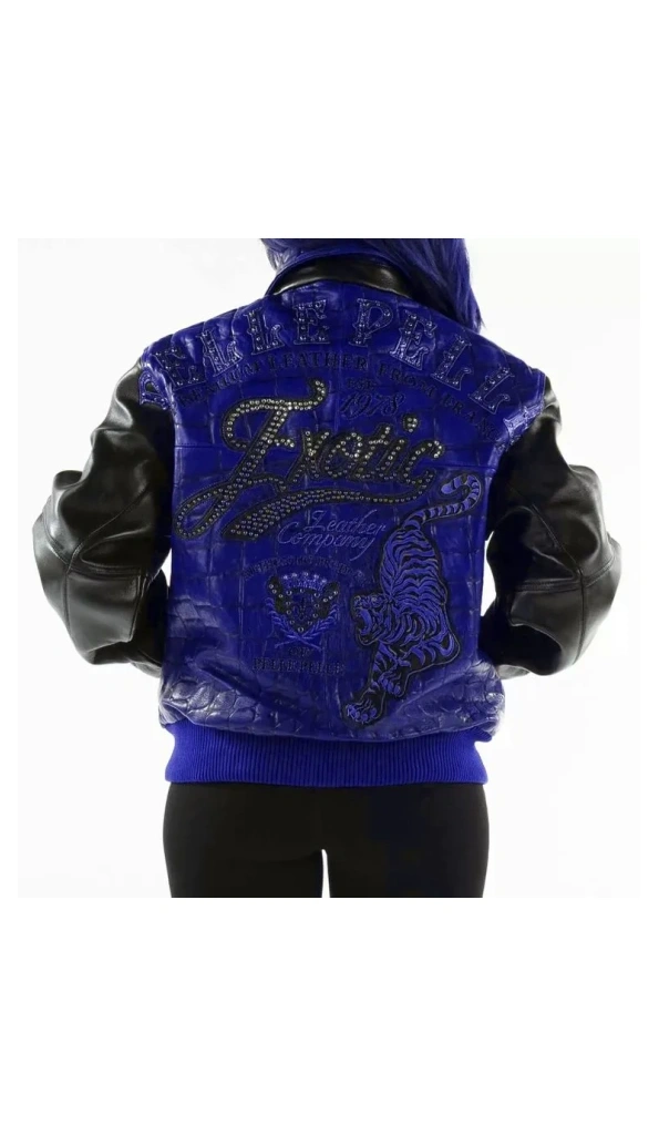 Pelle Pelle Blue Black Exotic Jacket | Studs Jacket