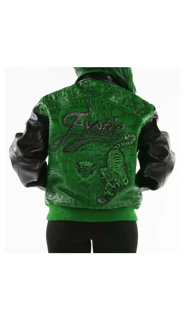 Pelle Pelle Green Black Exotic Jacket | Studs Jacket