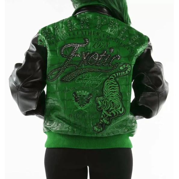 Pelle Pelle Green Black Exotic Jacket | Studs Jacket