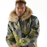 PELLE PELLE ABSTRACT OLIVE JACKET ATTRACTIVE