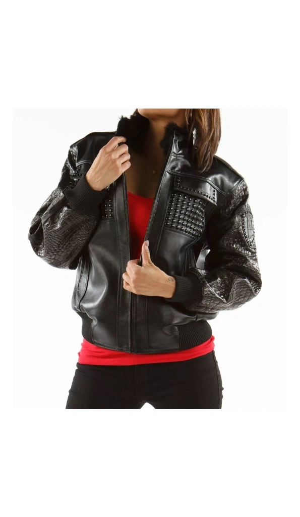 Pelle Pelle Bomber Fur Studded Jacket