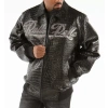 Bold Black Pelle Pelle Script Leather Jacket