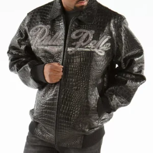 Bold Black Pelle Pelle Script Leather Jacket