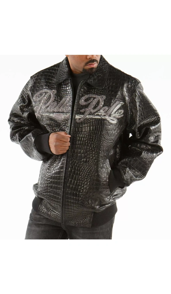 Bold Black Pelle Pelle Script Leather Jacket