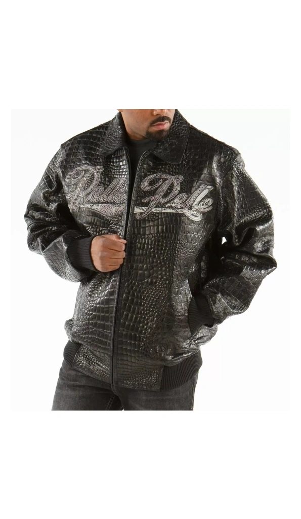 Pelle Pelle Black Scripted Leather Jacket | Men Jacket