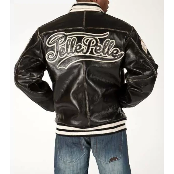 Pelle Pelle Black Leather Varsity Jacket