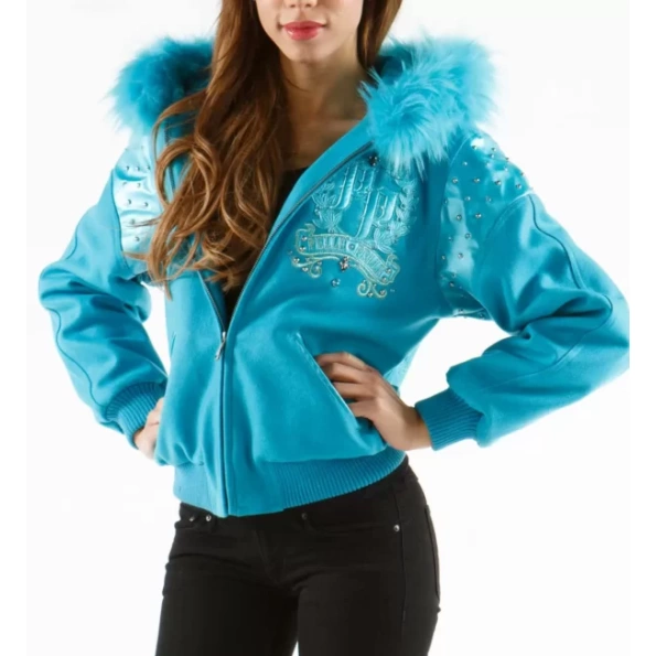 Pelle Pelle Women Wool Fur Hood Jacket | Live Like A Queen