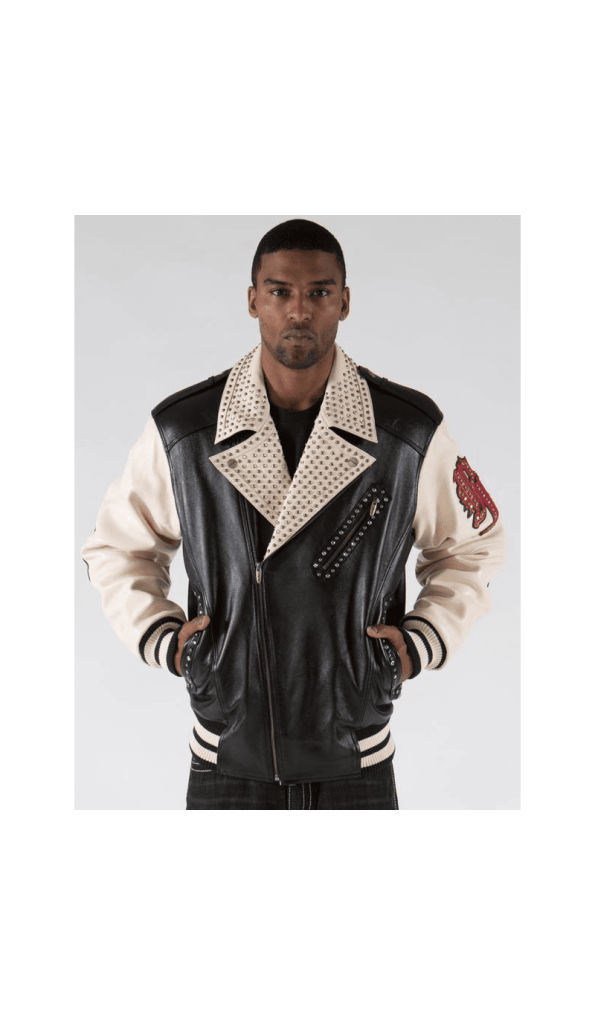 Pelle Pelle Cream Black Biker Men Jacket