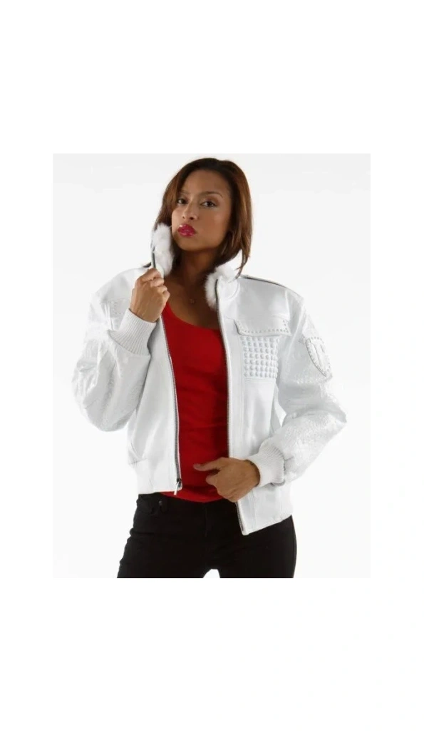 Pelle Pelle White Leather Fur Collar Jacket | Women Jacket