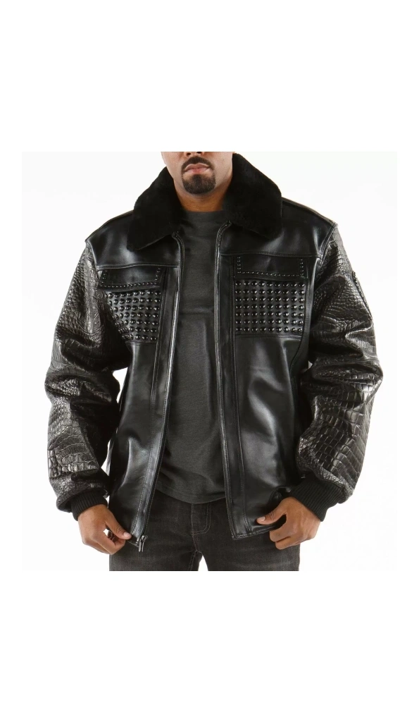 Pelle Pelle Men MB Fur Collar Studs Jacket | Leather Jacket