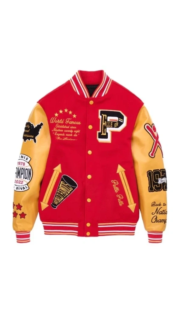 Pelle Pelle Red Wool Varsity Jacket