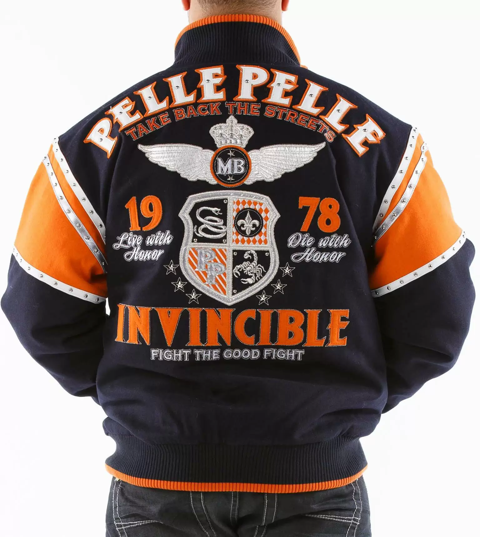 Bold Navy Orange Pelle Pelle Jacket