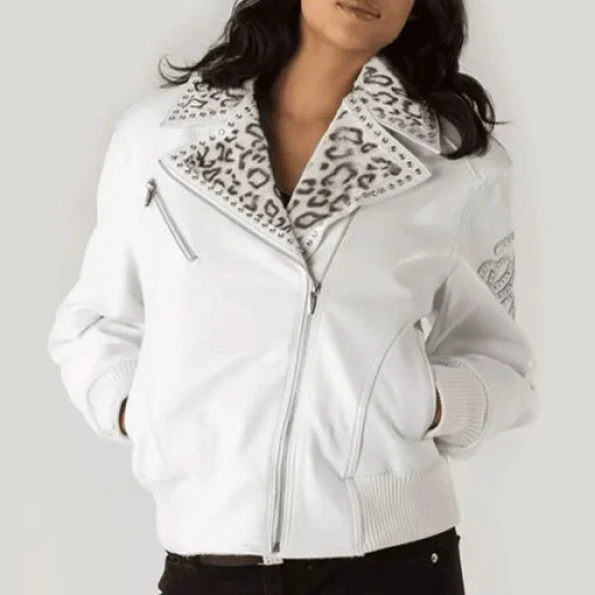 Pelle Pelle White Biker Women Wool Jacket