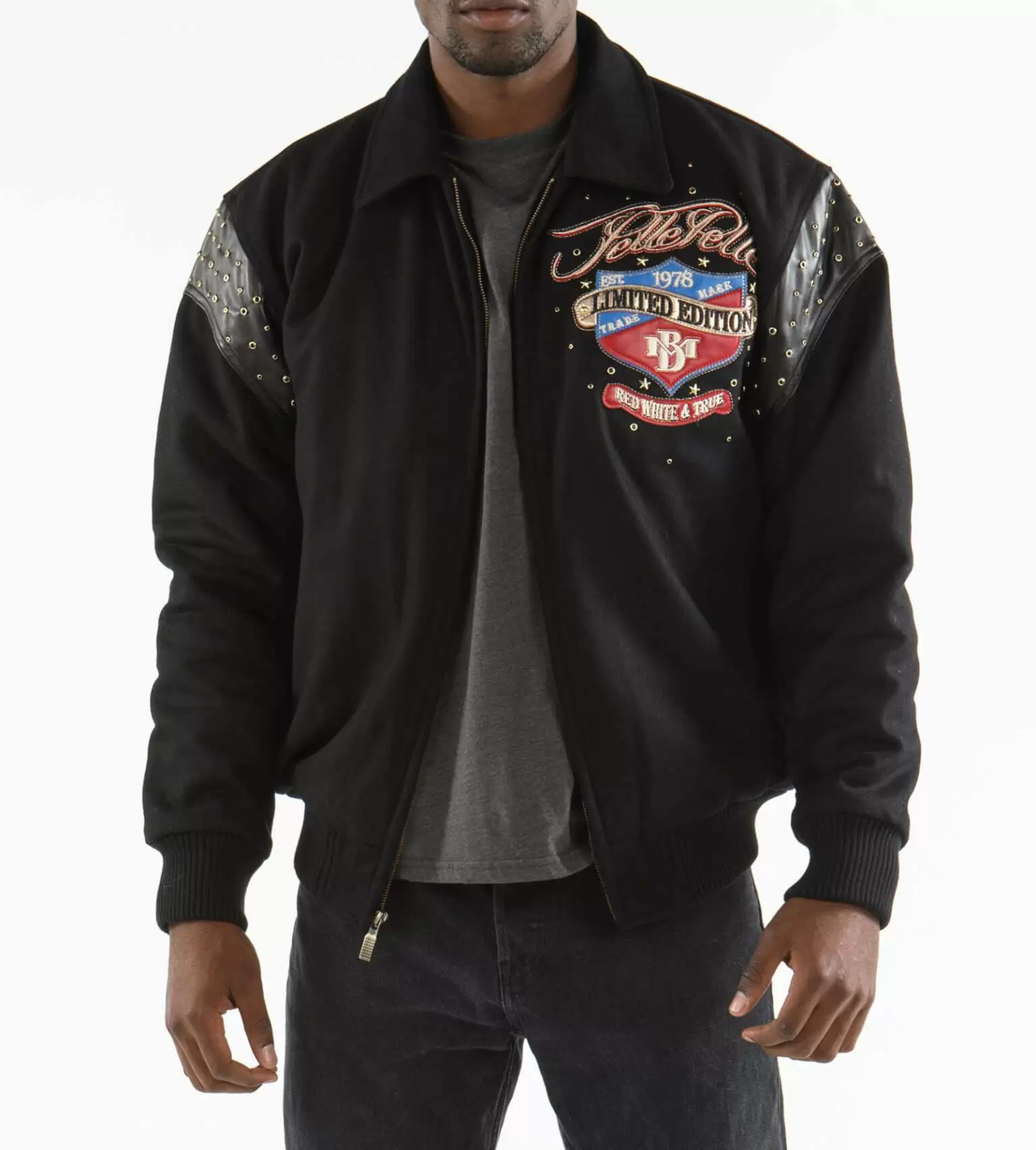 Bold Pelle Pelle Black Blue wool Red White True Jacket view 2