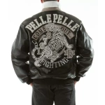 Bold Pelle Pelle Black Fighting Tiger Leather Jacket