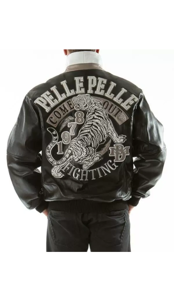 Bold Pelle Pelle Black Fighting Tiger Leather Jacket