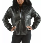 Pelle Pelle Black Encrusted Leather Jacket