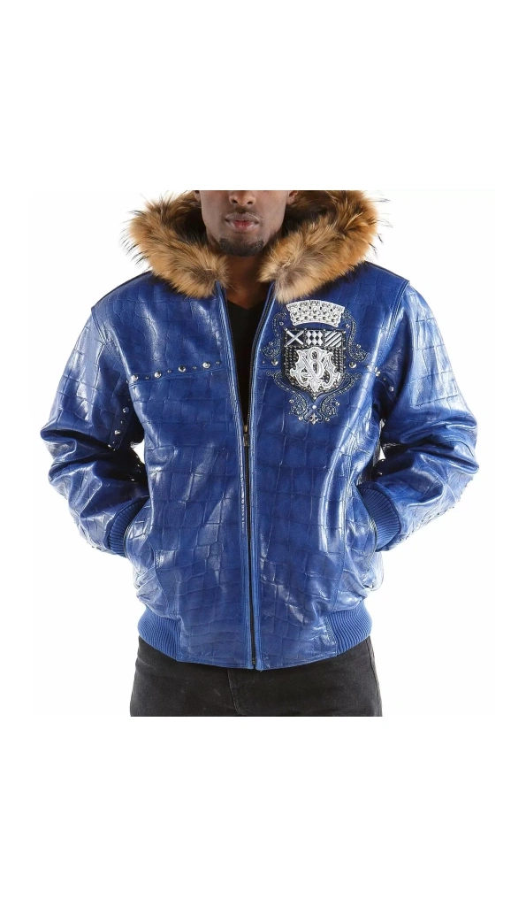 Pelle Pelle Blue Emblem MB Leather Jacket | Fur Hood