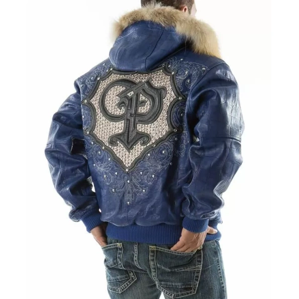 Pelle Pelle Blue Crest Fur Hood Jacket