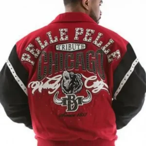 Pelle Pelle Chicago Bull Maroon Varsity Jacket view 1