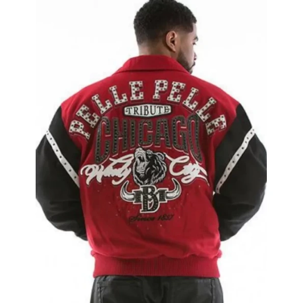 Pelle Pelle Chicago Bull Maroon Varsity Jacket