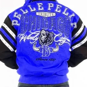 Exclusive Pelle Pelle Chicago Tribute Blue Varsity Jacket view 1