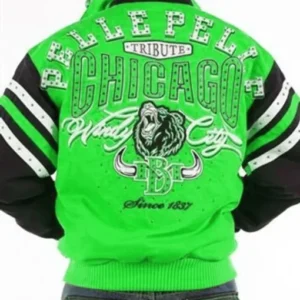 Bold Pelle Pelle Chicago Tribute Green Varsity Jacket view 1