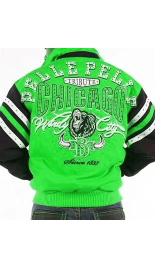 Bold Pelle Pelle Chicago Tribute Green Varsity Jacket