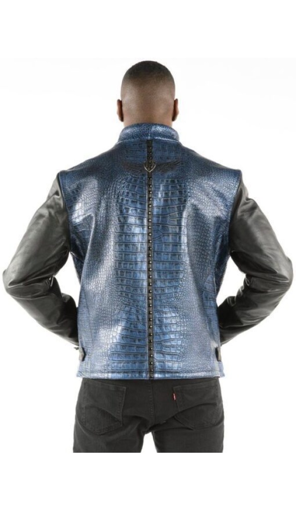 Pelle Pelle China Collar Biker Blue Jacket