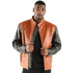 Pelle Pelle Leather Brown China Collar Jacket