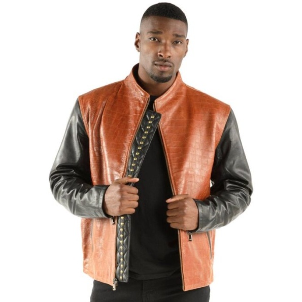 Pelle Pelle Leather Brown China Collar Jacket