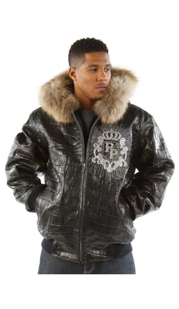 Pelle Pelle Black Crest Fur Hood Jacket | Leather Jacket