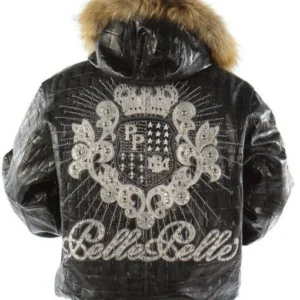 Pelle Pelle Black Crest Fur Hood Jacket | Leather Jacket view 2