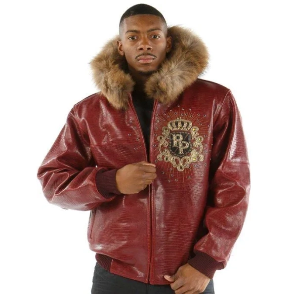 Pelle Pelle Maroon MB Fur Hood Jacket | Leather Jacket