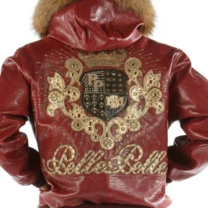 Pelle Pelle Maroon Crest Fur Hood Jacket | Leather Jacket view 2