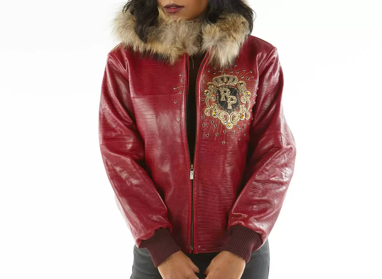 Bold Pelle Pelle Crest Red Fur Hood Jacket view 2