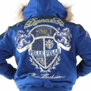 Pelle Pelle Dynasty Blue Fur Hood | Wool Leather Jacket view 2