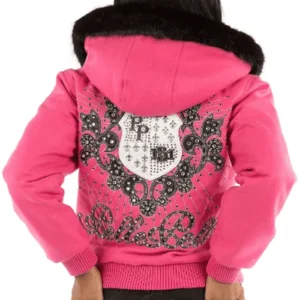 Pelle Pelle Pink Crest Fur Hooded Jacket | Wool Jacket